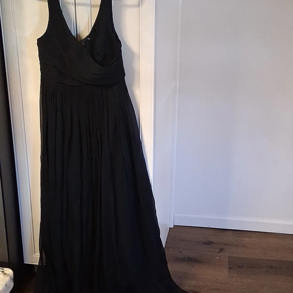 J. Crew Black Silk Chiffon Formal Dress Size 8 Petite - Picture 2 of 9